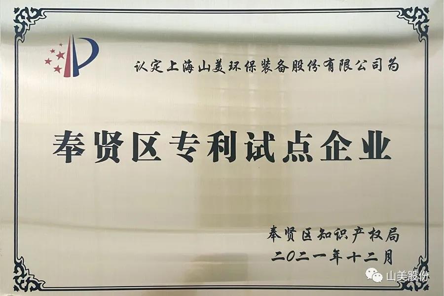榮譽接踵而至，上海山美股份再獲表彰：獲評為上海市奉賢區(qū)試點企業(yè)